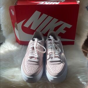 Nike Pink and White Low-Top Sneakers